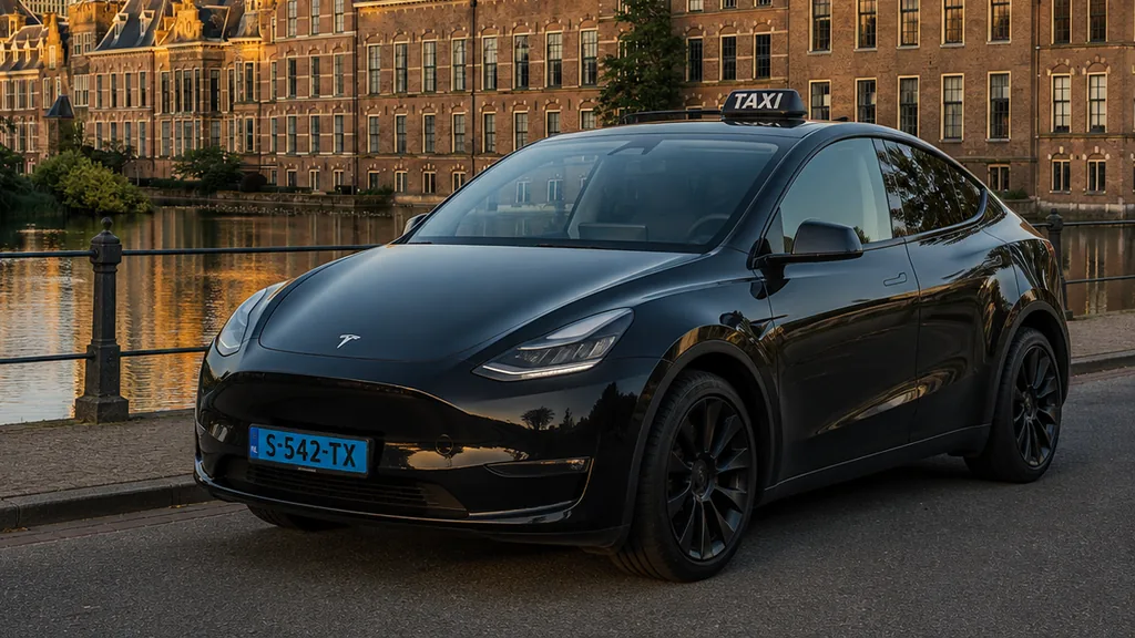 Zwarte elektrische taxi van SamenMobiel in Den Haag