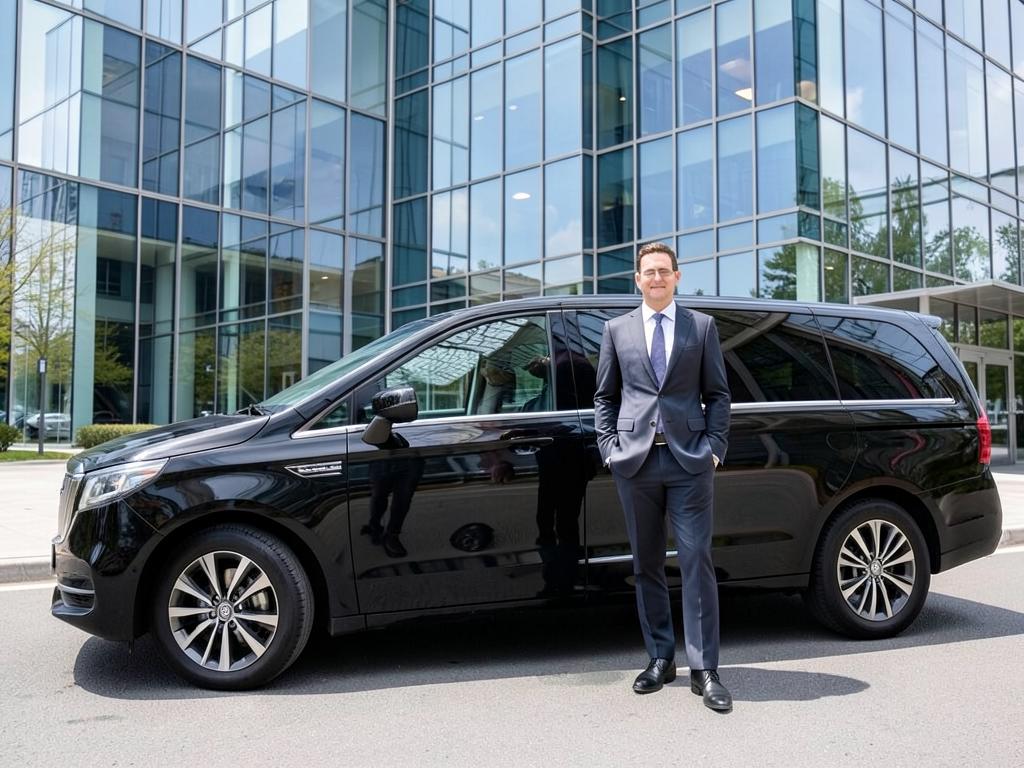 Zakelijke reiziger stapt in bij een representatieve taxi